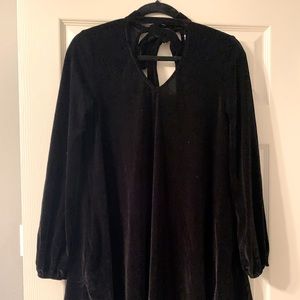 Black Velvet Keyhole Front Swing Dress